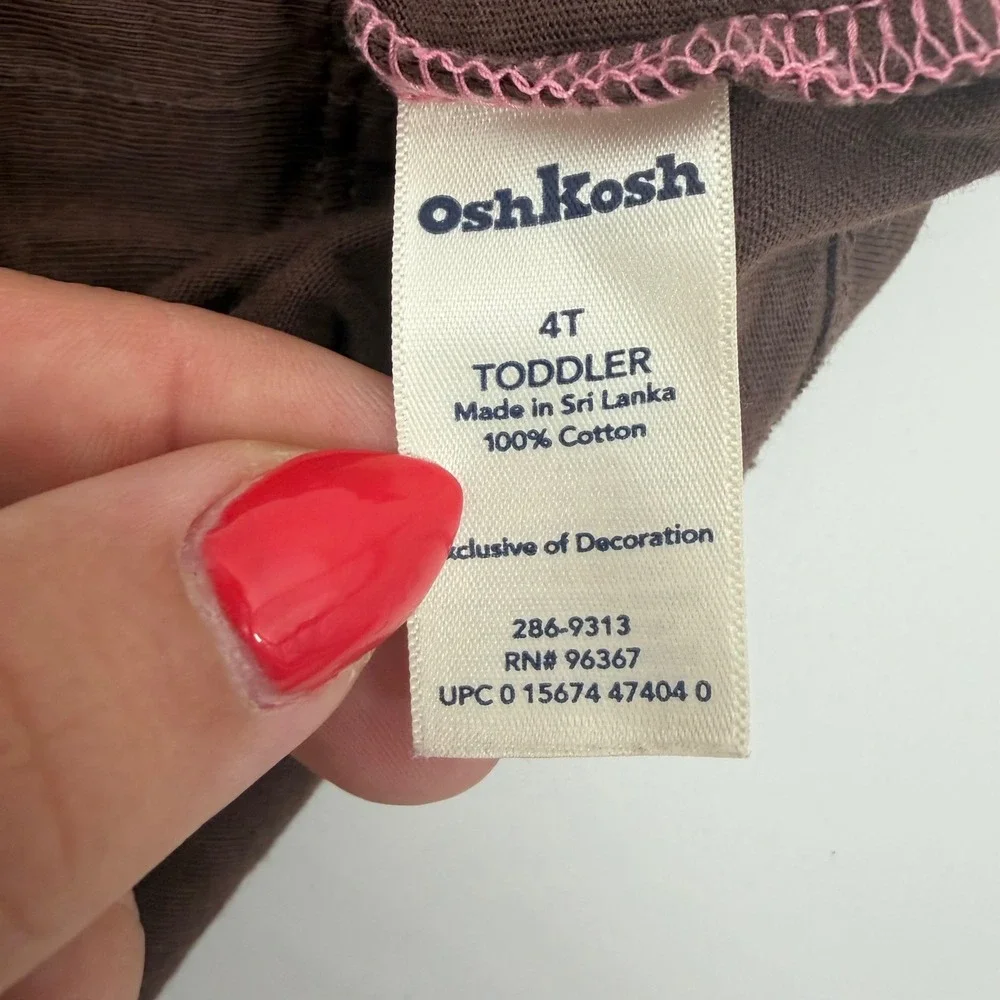 OshKosh Toddler Girls Embroidered Tree Shirt and Denim Skort Set 4T Brown Blue